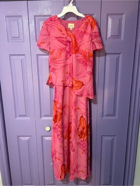 Tropical Pink & Orange Maxi Dress by